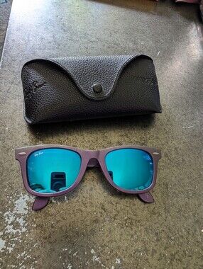 Ray-Ban Cosmo Collection Saturn Purple  Sunglasses Blue Mirrored Lenses Case